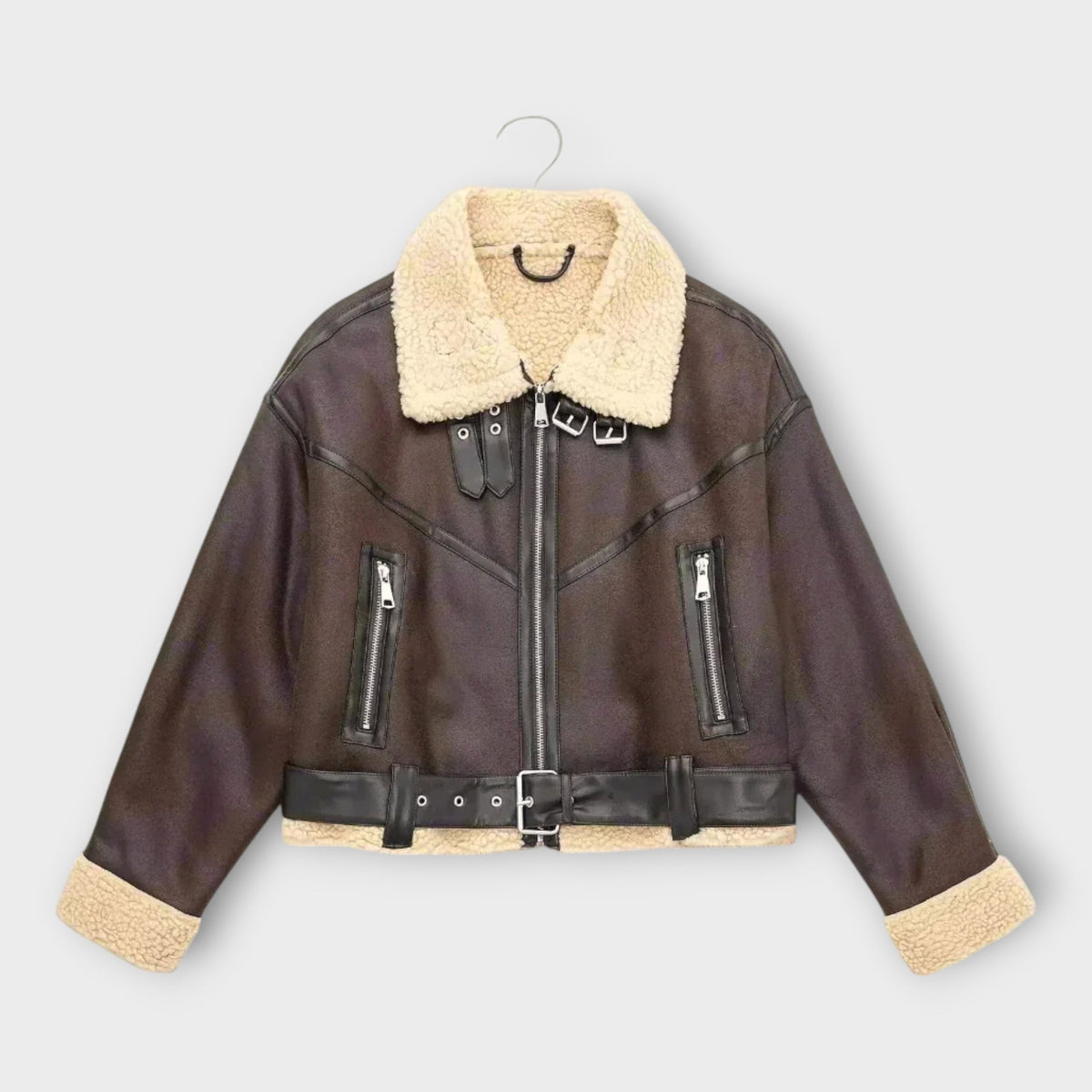 Leather Short Jacket with Belt