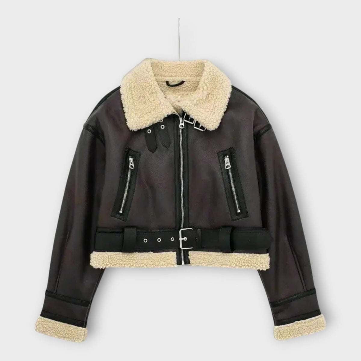 Leather Short Jacket with Belt