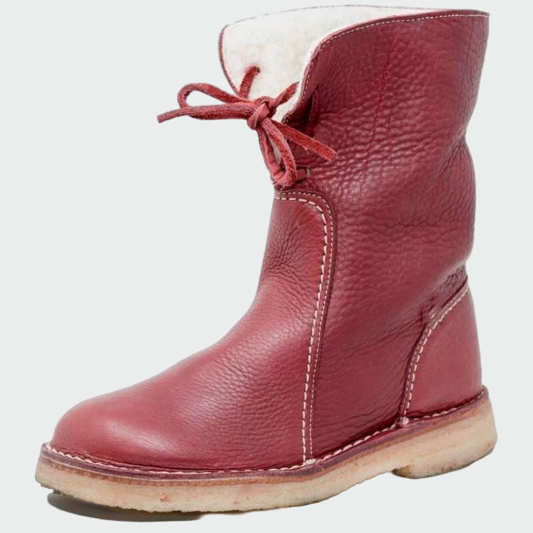 Waterproof leather shoes with wool lining