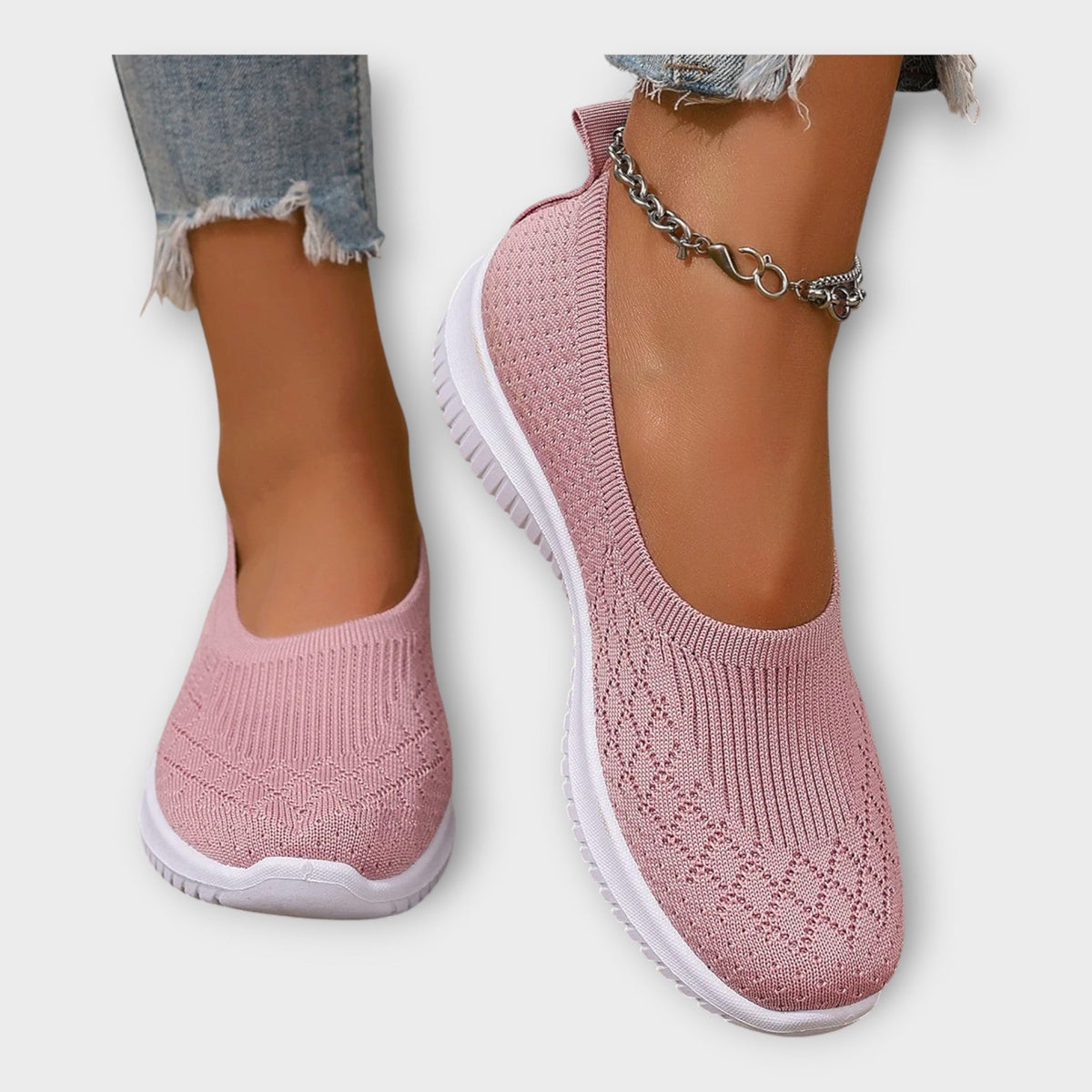 Mesh ballet flats with non-slip sole