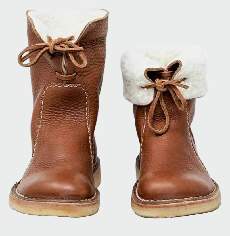 Waterproof leather shoes with wool lining