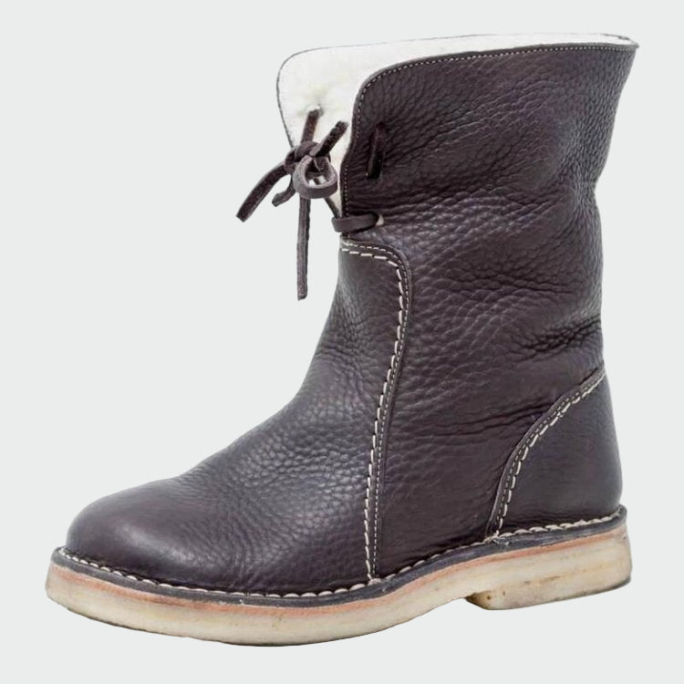 Waterproof leather shoes with wool lining