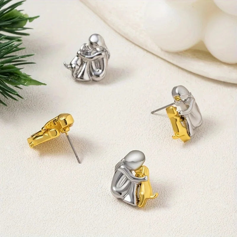 Silver and Gold Two-Tone Huggie Earrings