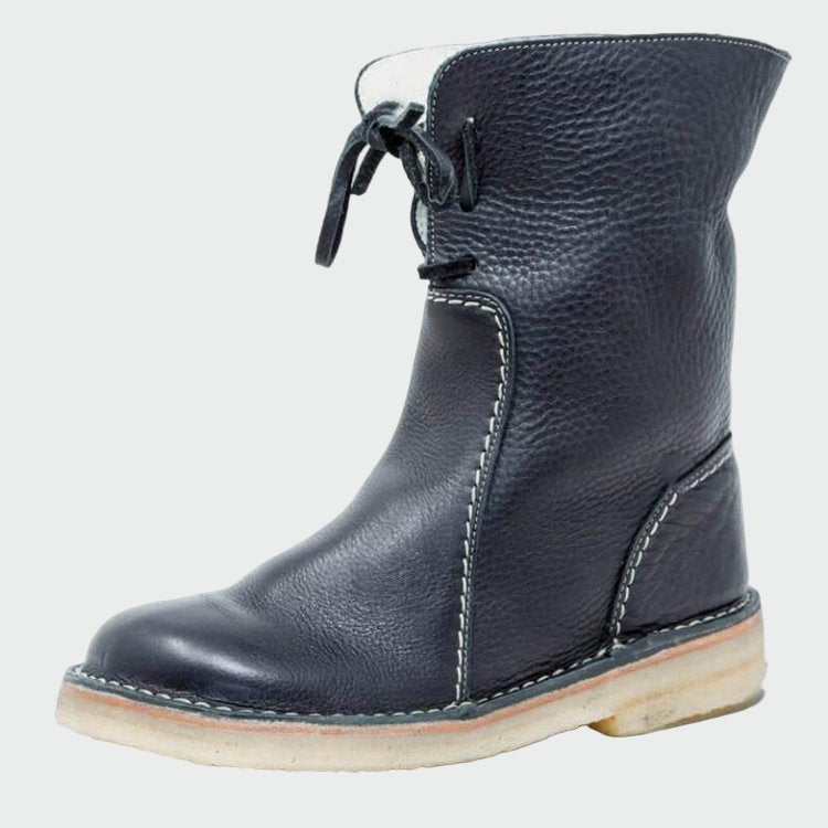 Waterproof leather shoes with wool lining