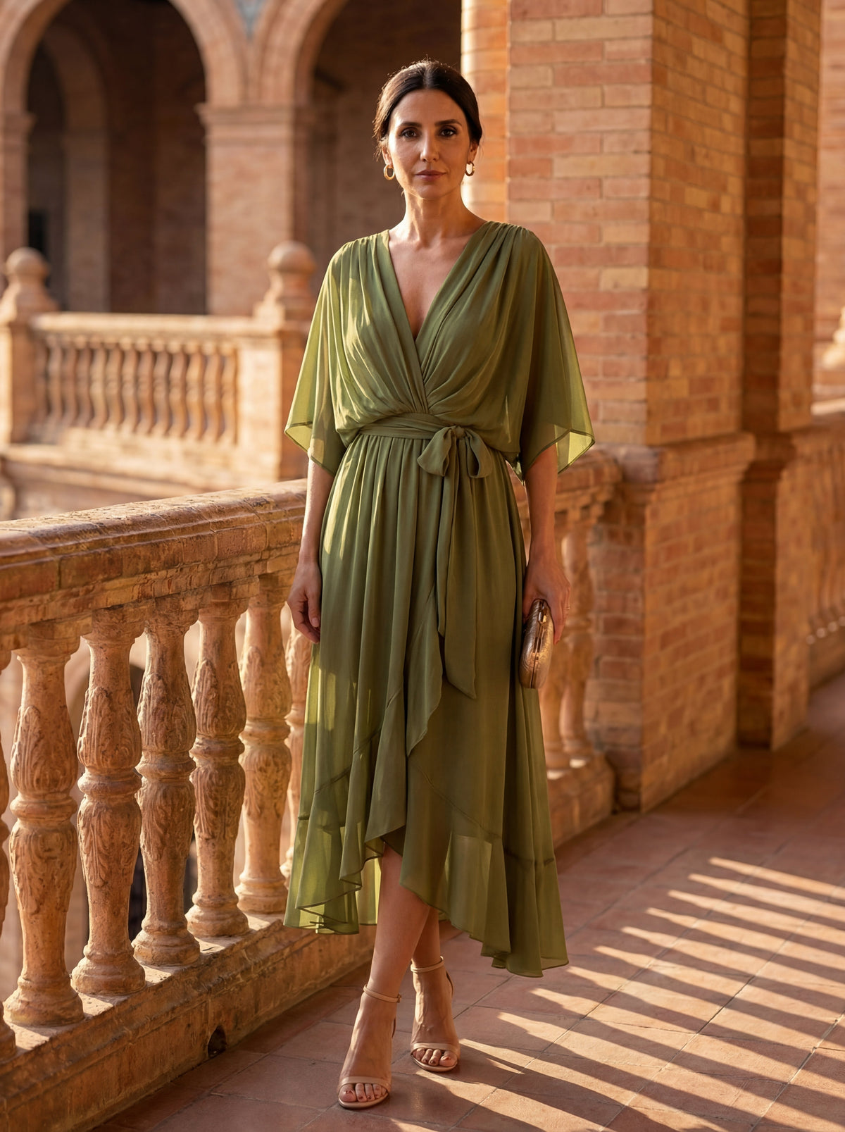Monica Chiffon Dress with V-Neckline