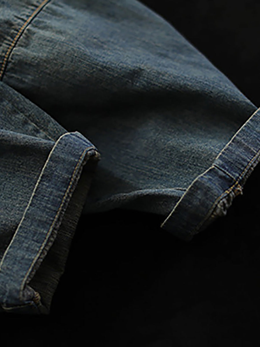 Vintage, laza szabású, koptatott farmernadrág gumis derékkal | Plus Size