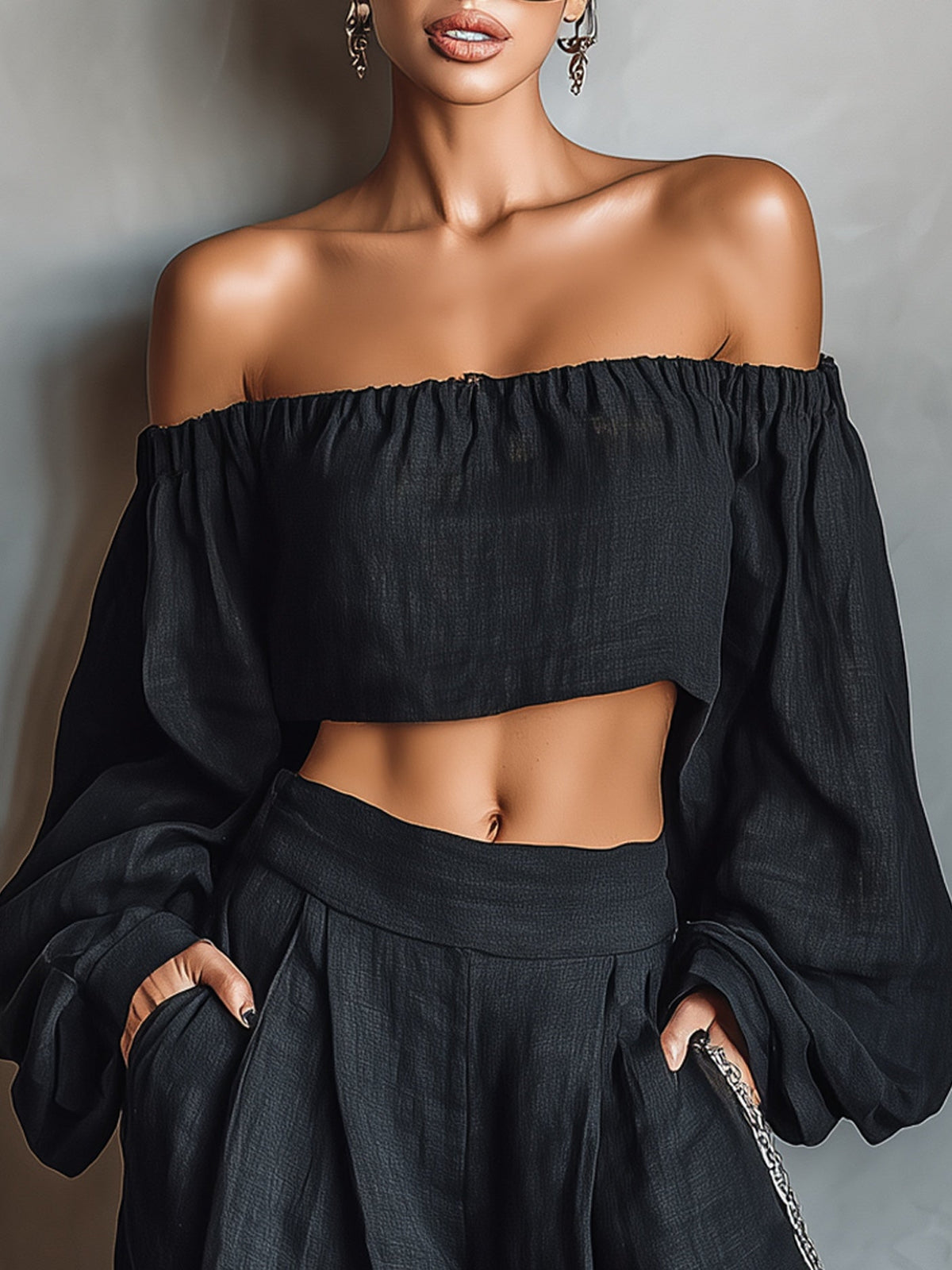 Tess™ || Off-Shoulder Set with Wide-Leg Trousers