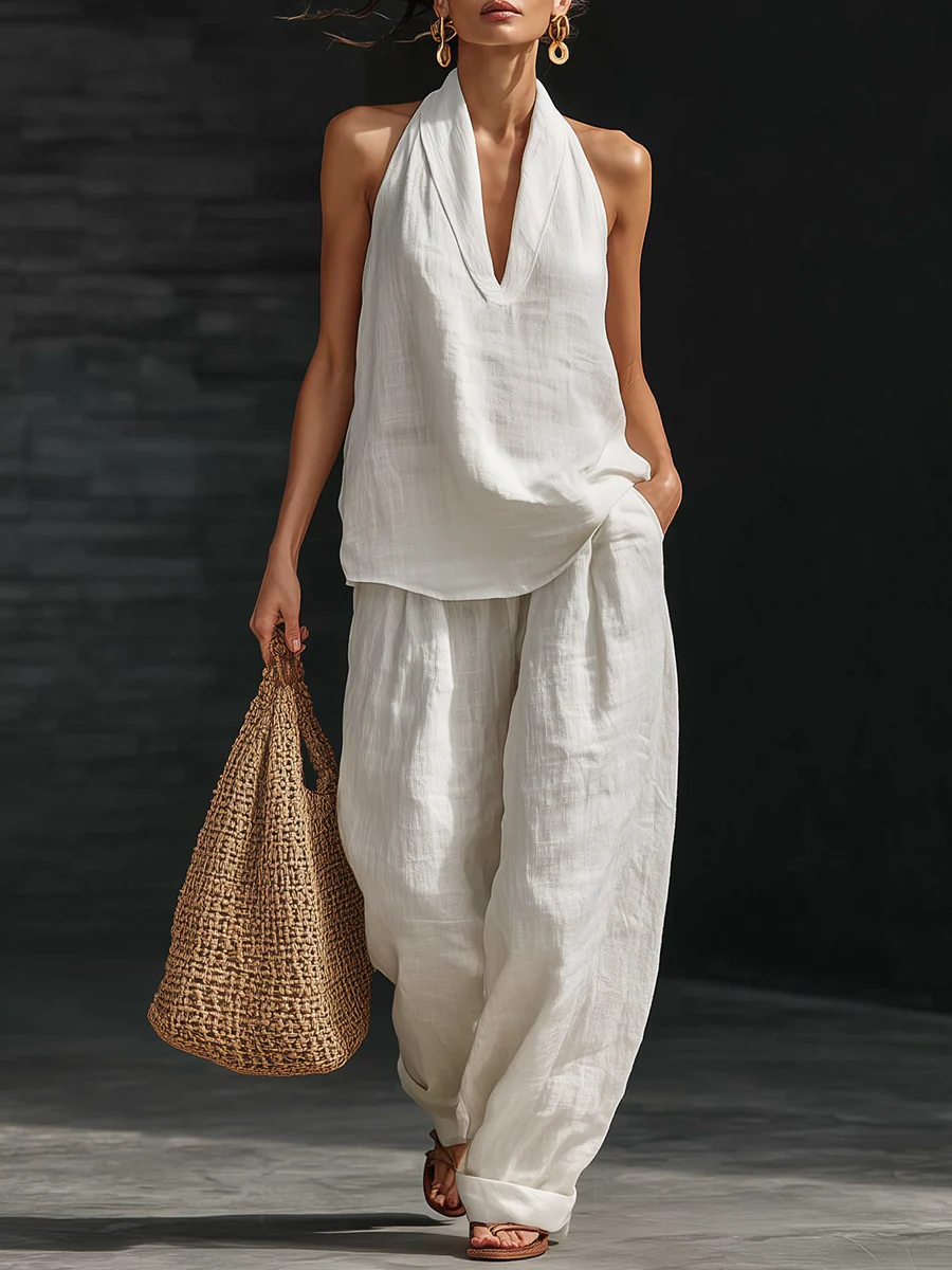 Zoë™ || Sleeveless set with wide-leg trousers