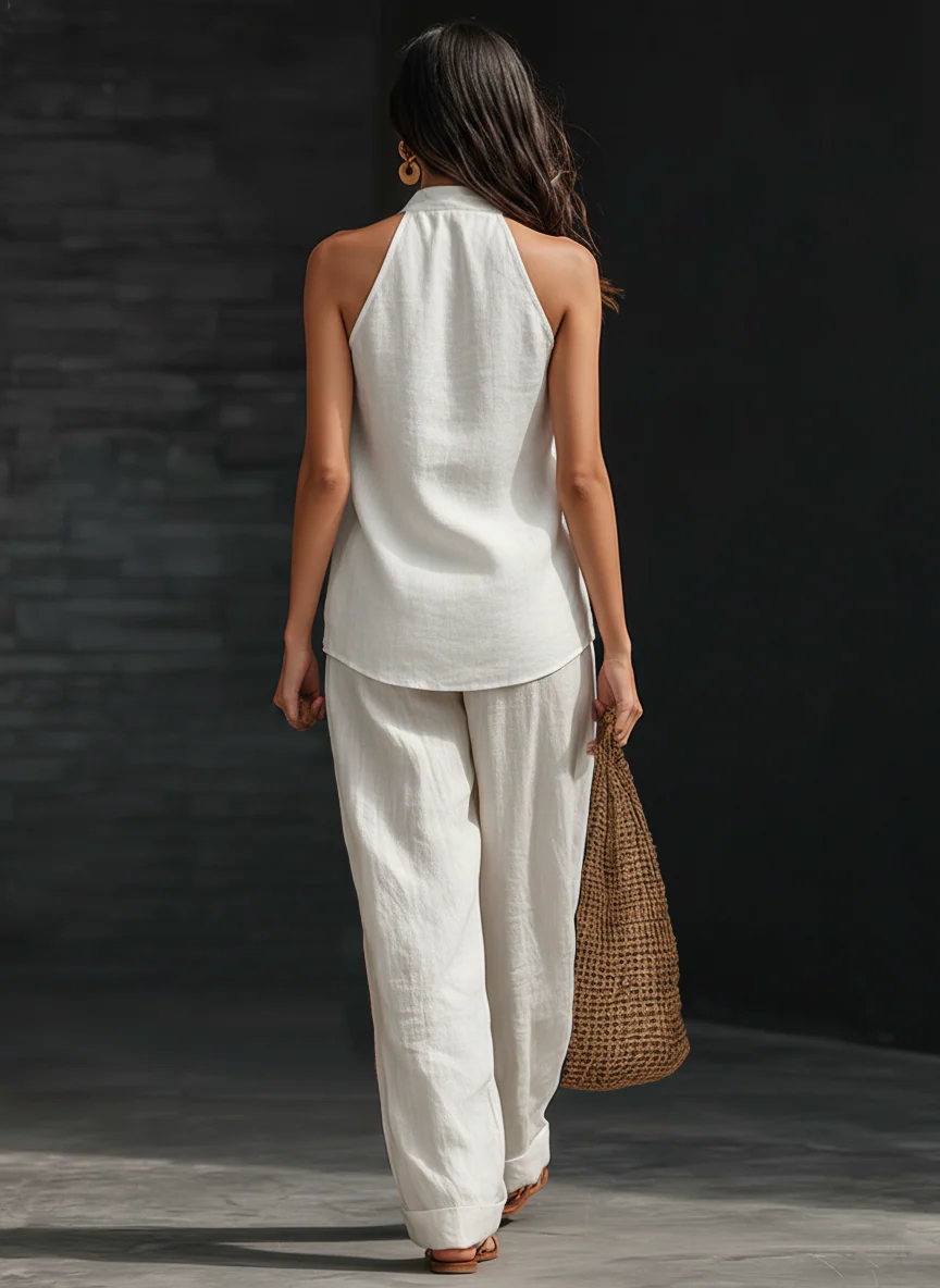 Zoë™ || Sleeveless set with wide-leg trousers