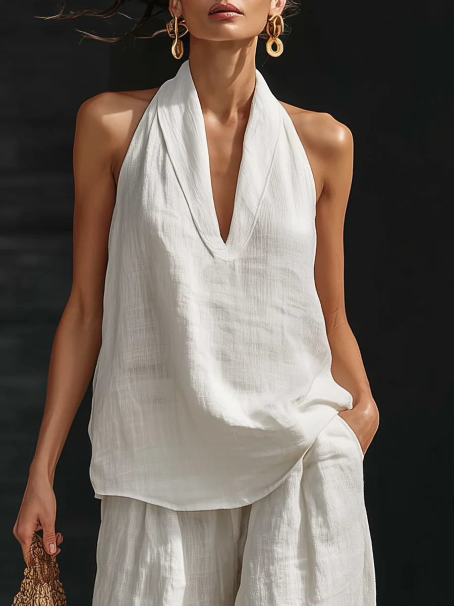 Zoë™ || Sleeveless set with wide-leg trousers