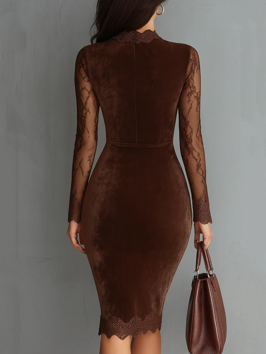 Aurelia™ | Cotton Mini Dress with Lace Sleeves