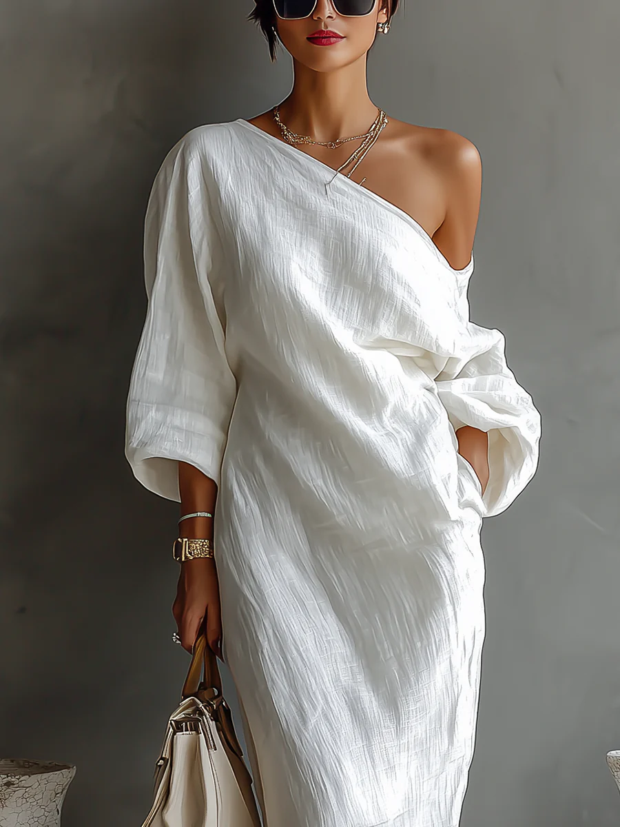 Elise™ | Elegáns Egyvállas Maxi Ruha Fehérben