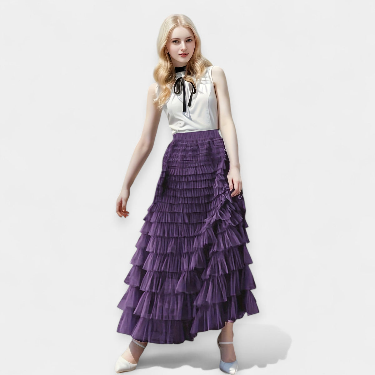 Elegant tulle skirt with decorative details