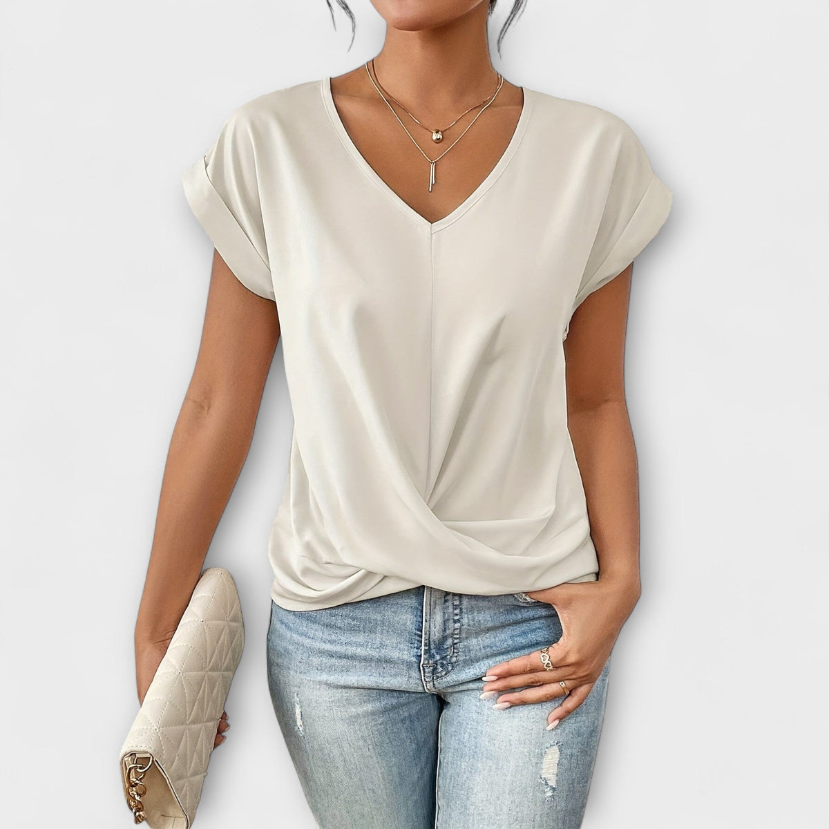 Eloise - V-neck top csomó részlettel