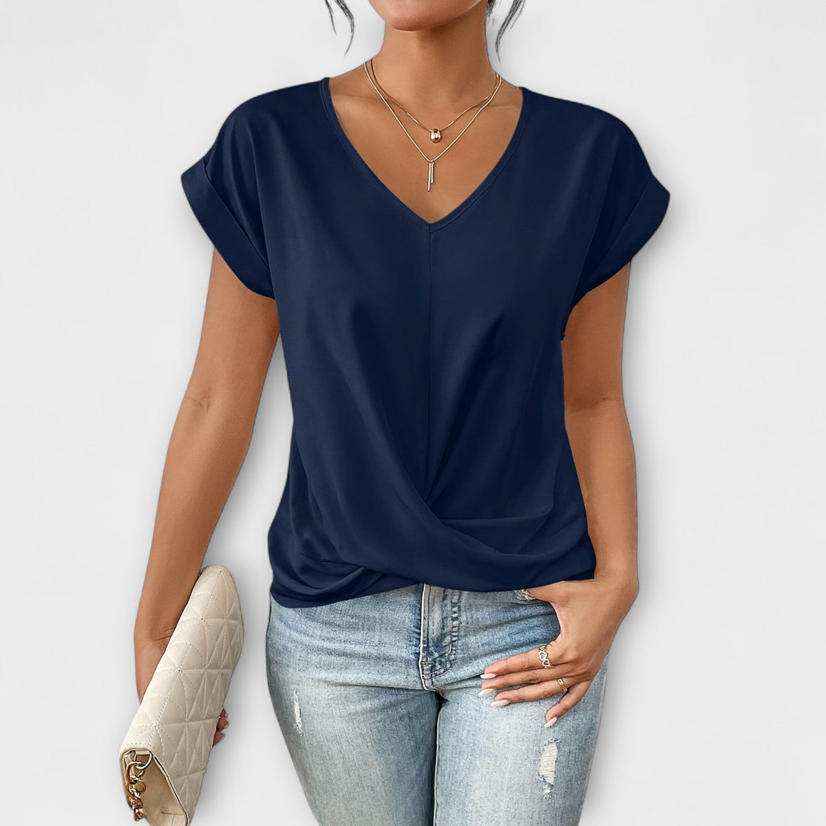 Eloise - V-neck top csomó részlettel