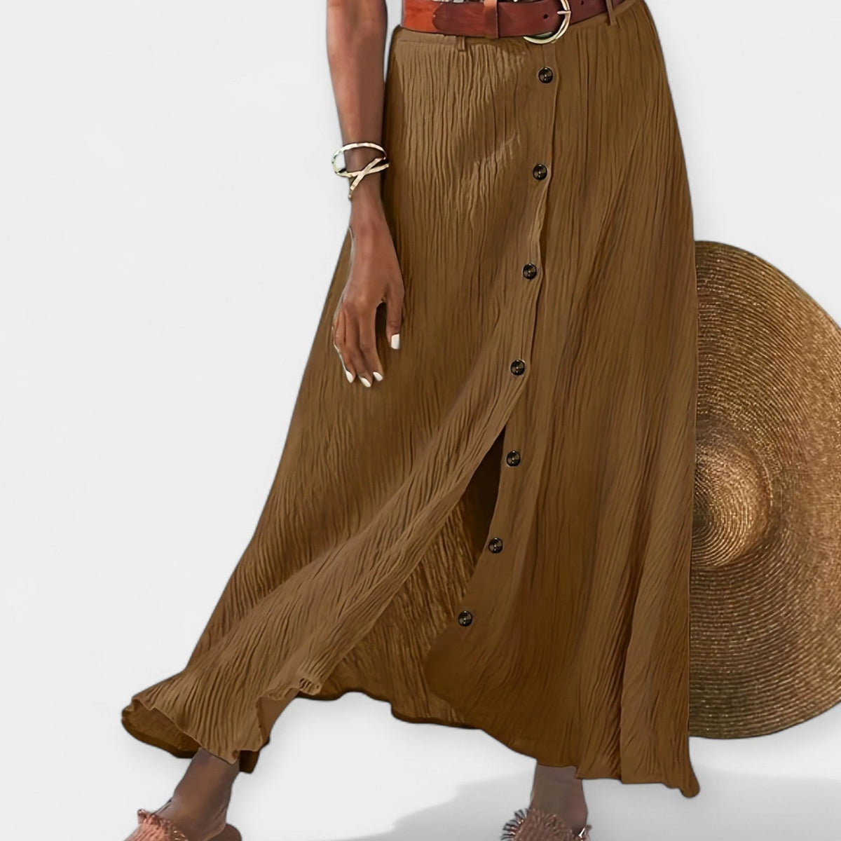 Semi-sheer midi skirt with slit