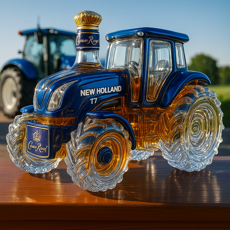Klasszikus whisky üveg New Holland T7 traktor formájában