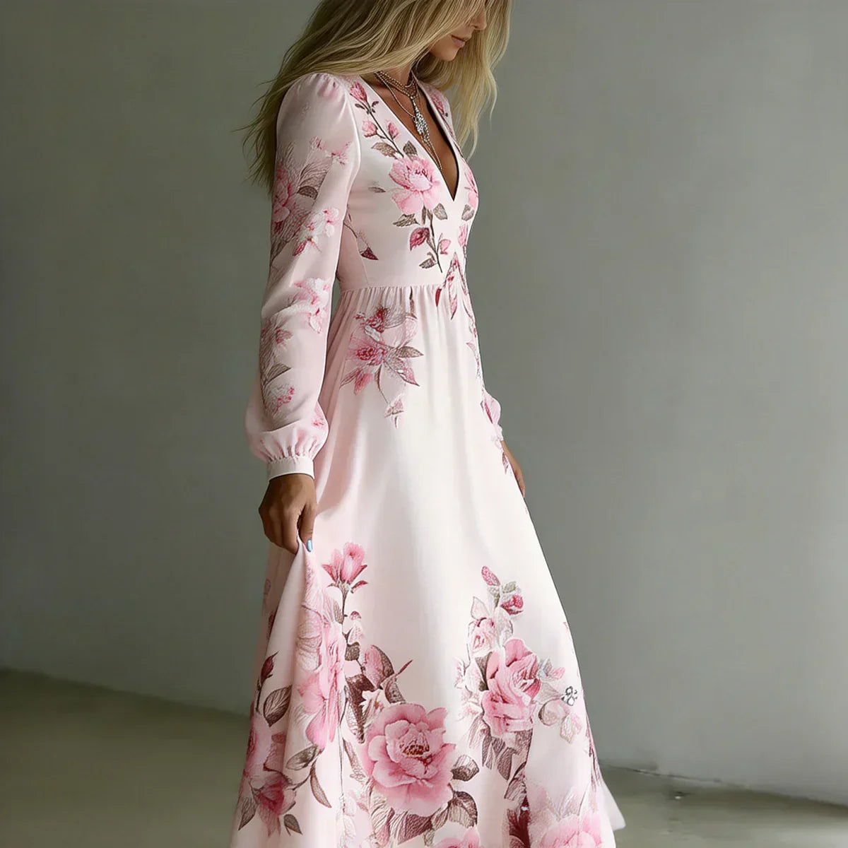 Rachel | Romantic Floral Print Maxi Dress