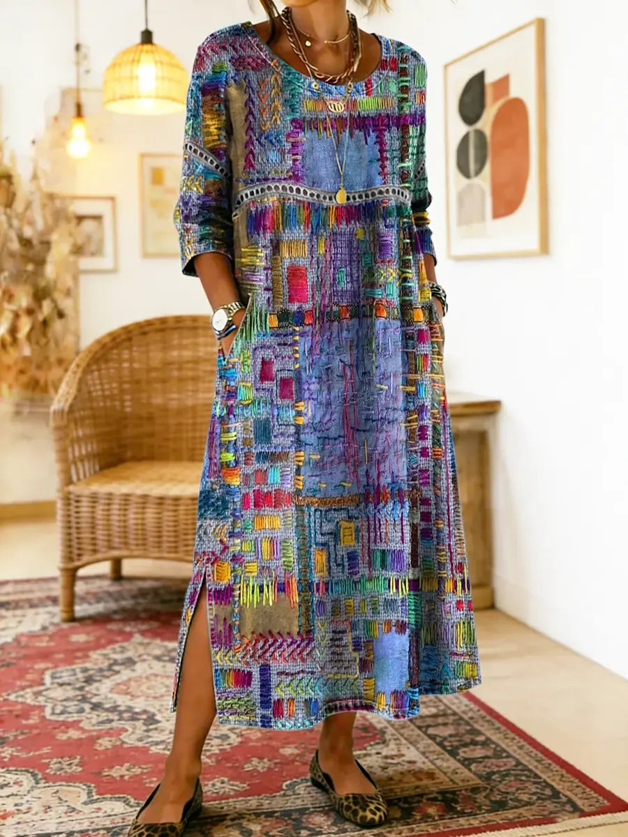 Manuela | Patchwork Ethnikai Denim Ruha