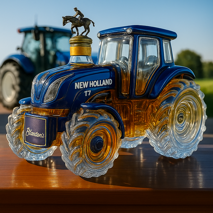 Klasszikus whisky üveg New Holland T7 traktor formájában