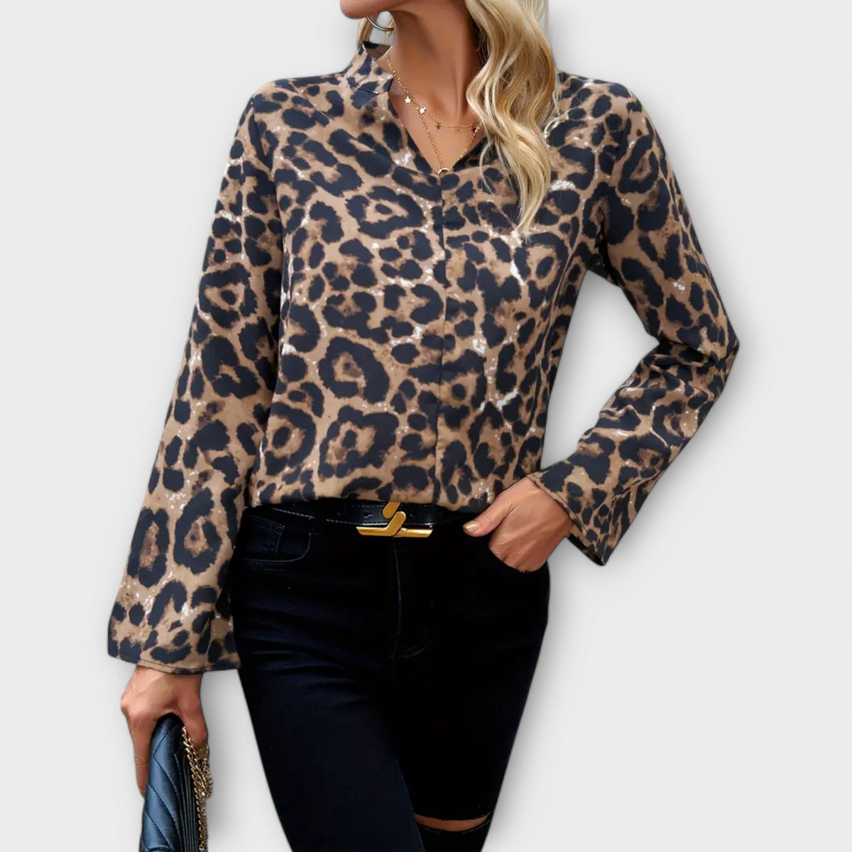 Leopard print loose blouse