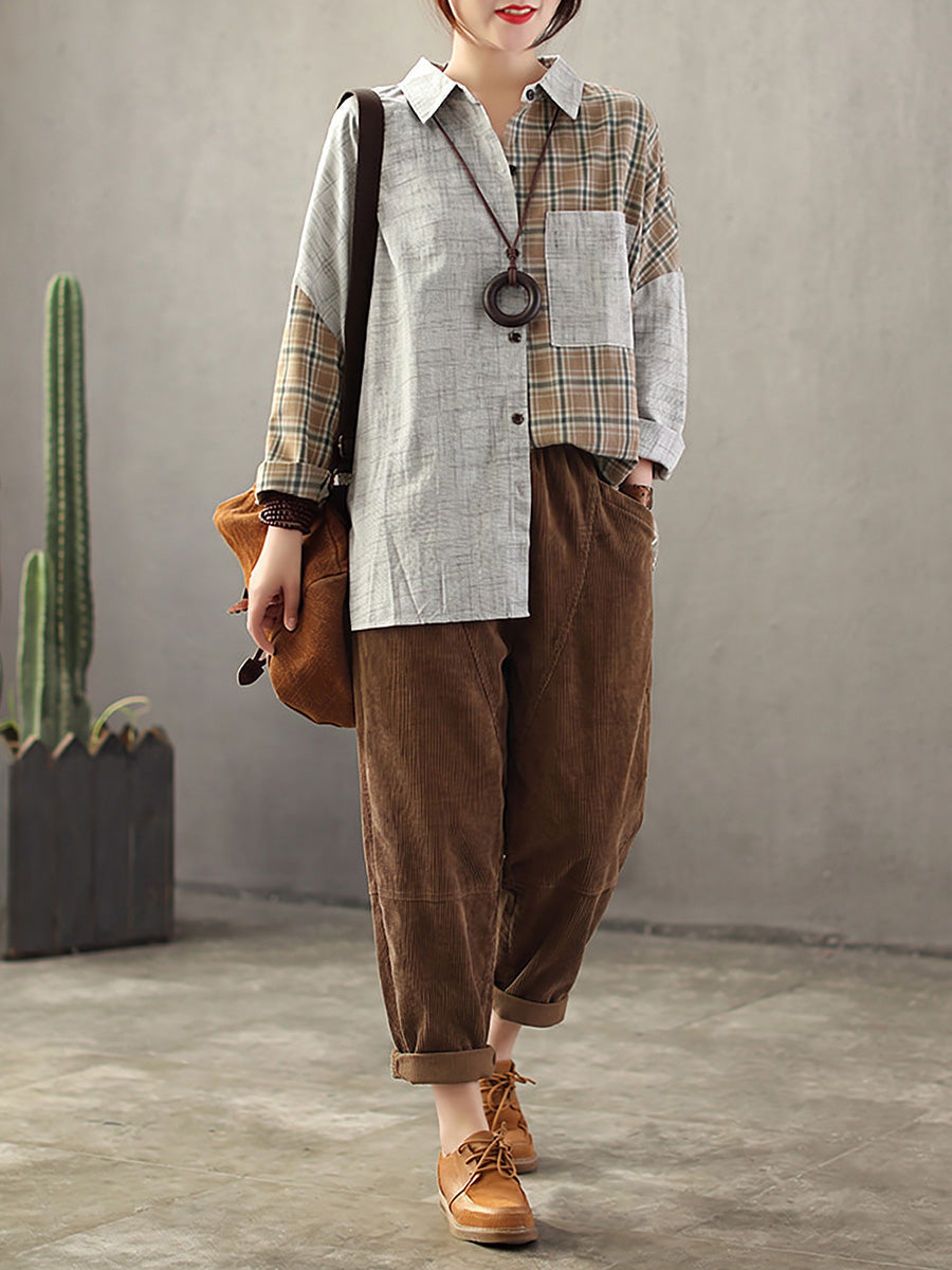 Vintage gumis derekú kordbársony nadrág | Plus size