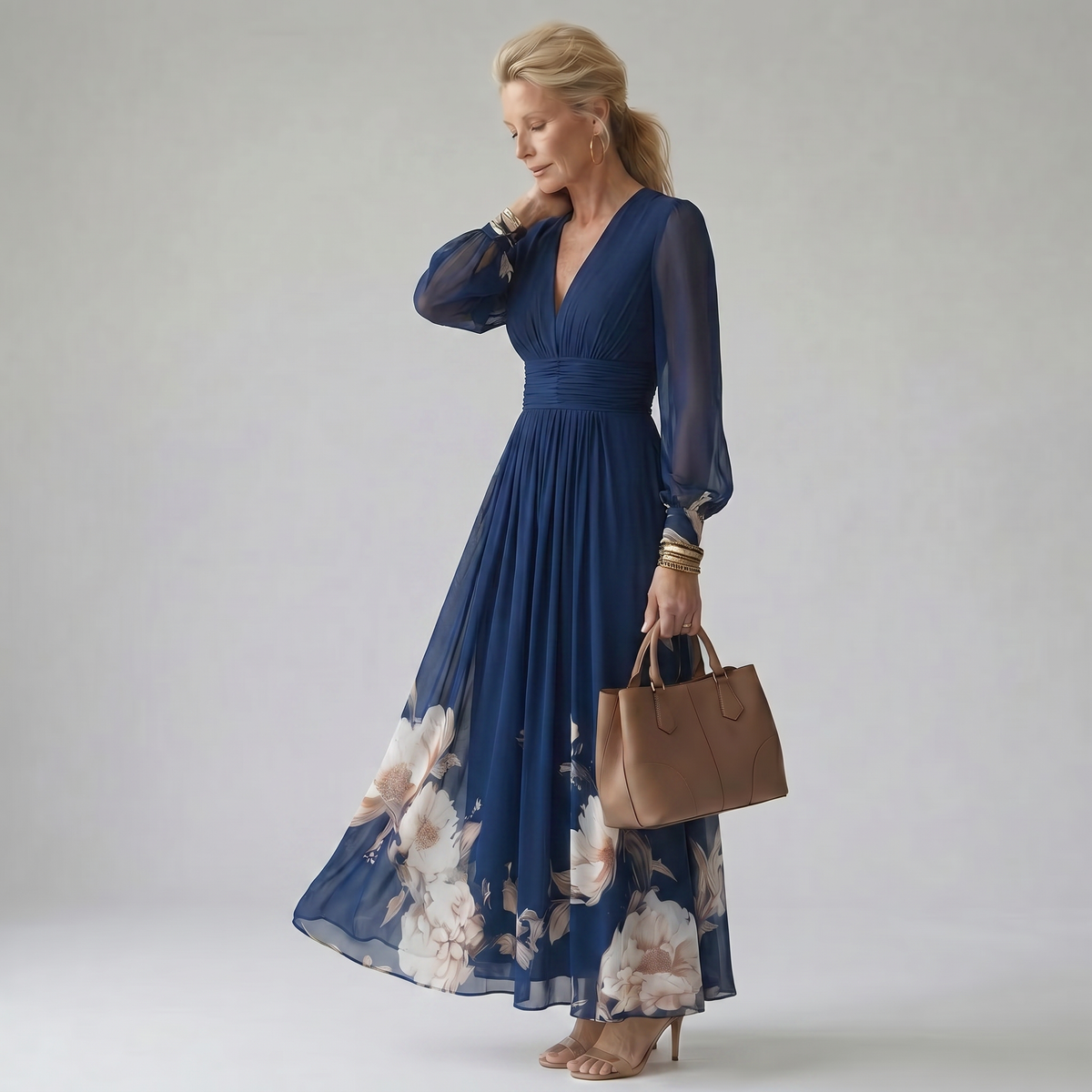 Lilly | Navy Floral Comfort Maxi Dress