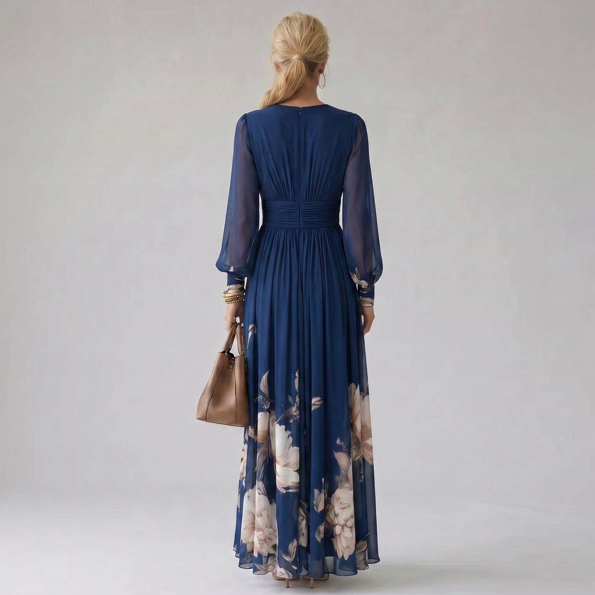 Lilly | Navy Floral Comfort Maxi Dress