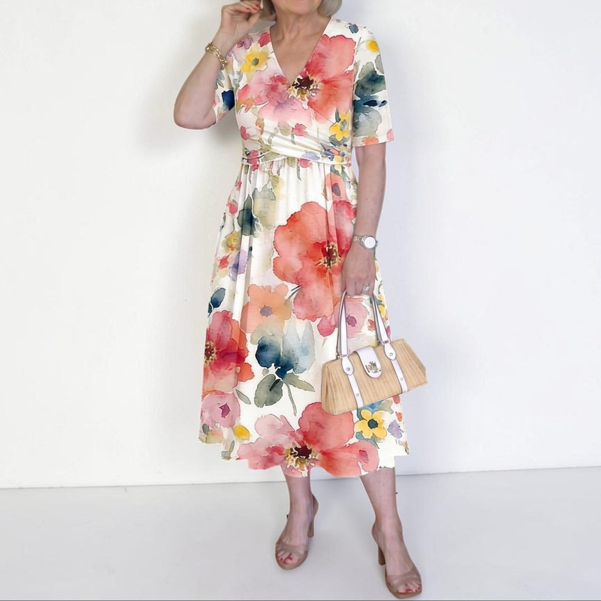 Colleen | Watercolour Floral Midi Dress