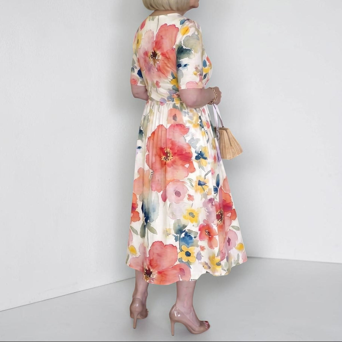 Colleen | Watercolour Floral Midi Dress