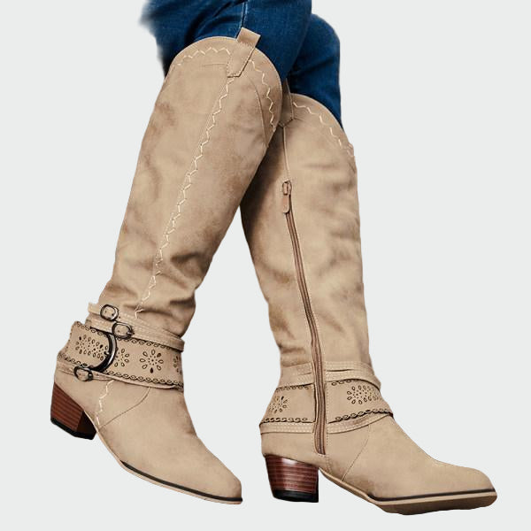 Retro bőr cowboy csizmák