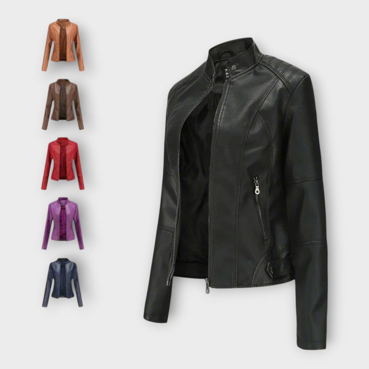Elegant leather jacket with a modern cut and timeless style