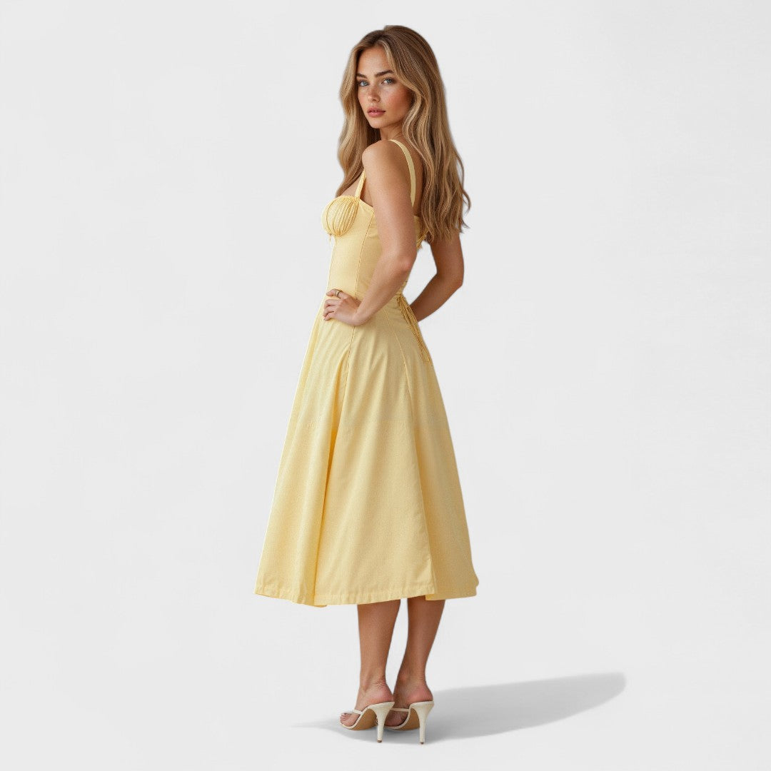 Kiana – Lace-Up Midi Dress