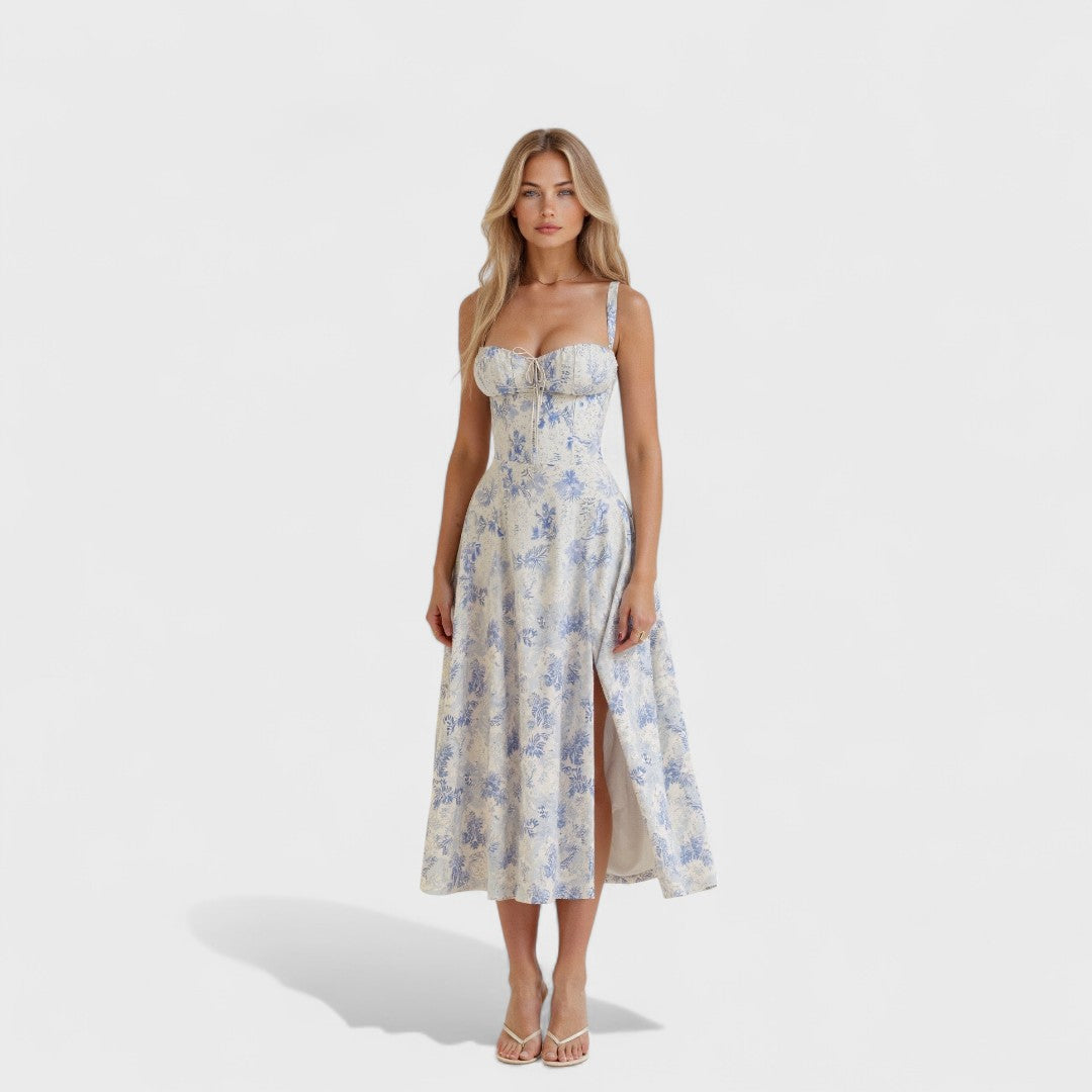 Kiana – Lace-Up Midi Dress