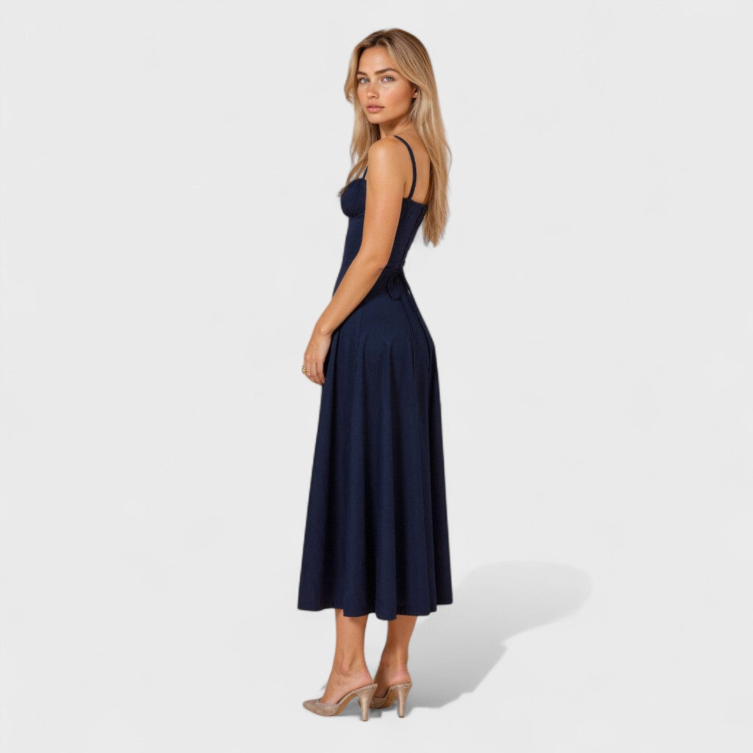Kiana – Lace-Up Midi Dress