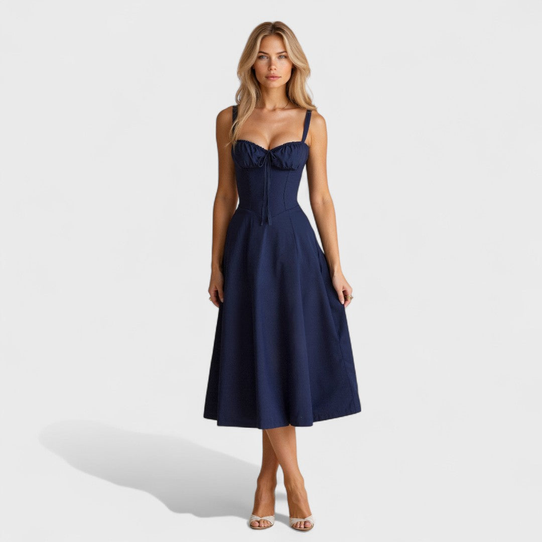 Kiana – Lace-Up Midi Dress