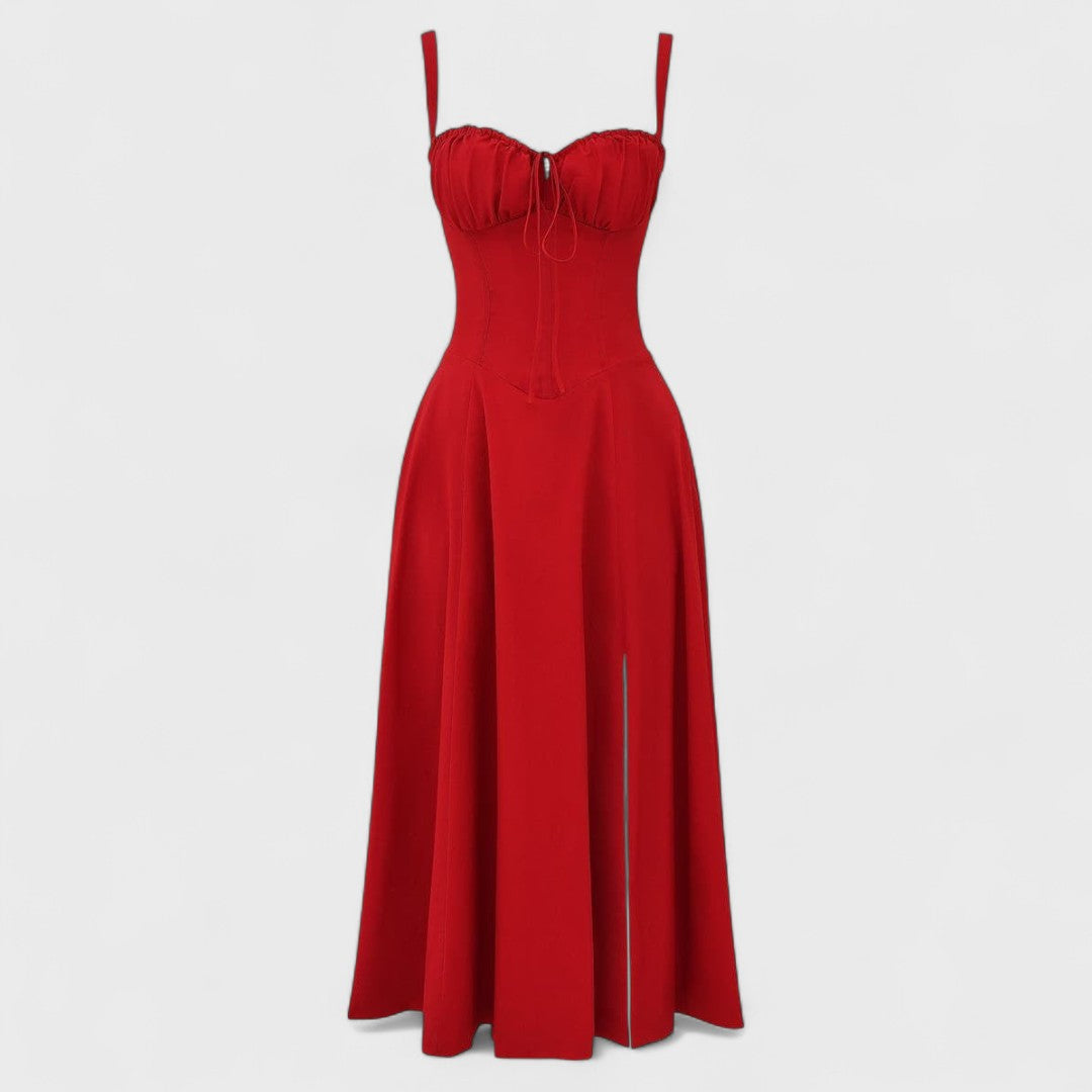 Kiana – Lace-Up Midi Dress