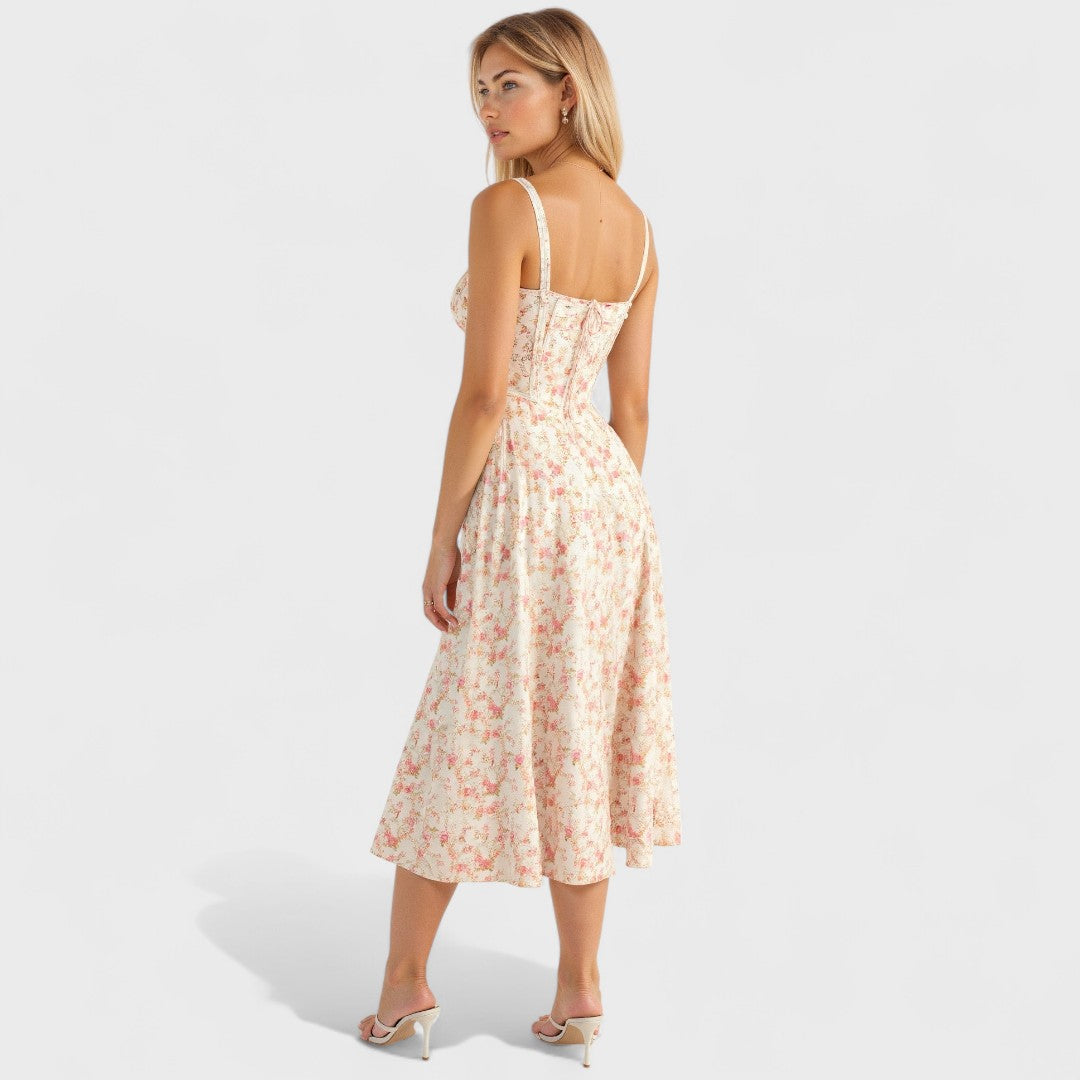 Kiana – Lace-Up Midi Dress