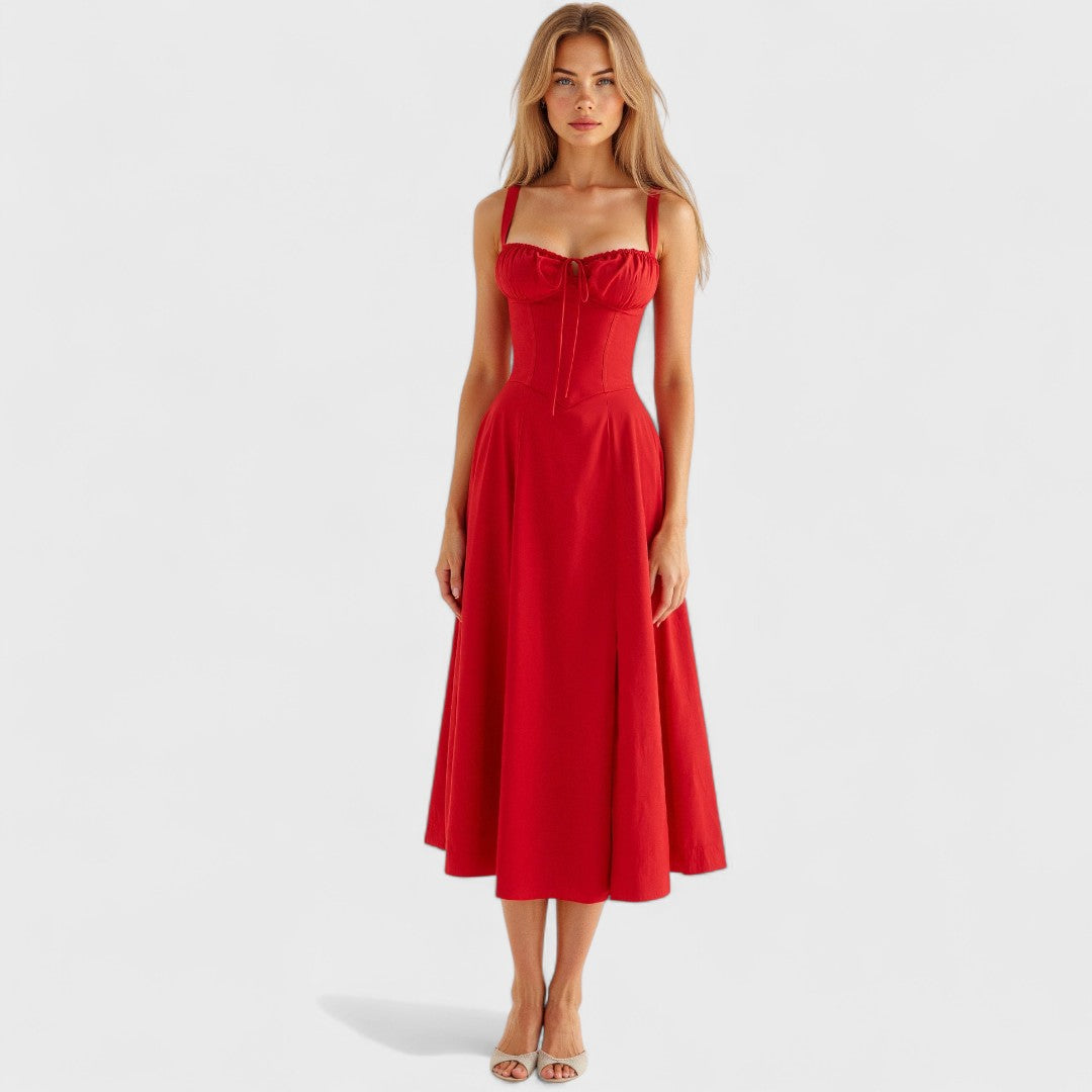 Kiana – Lace-Up Midi Dress