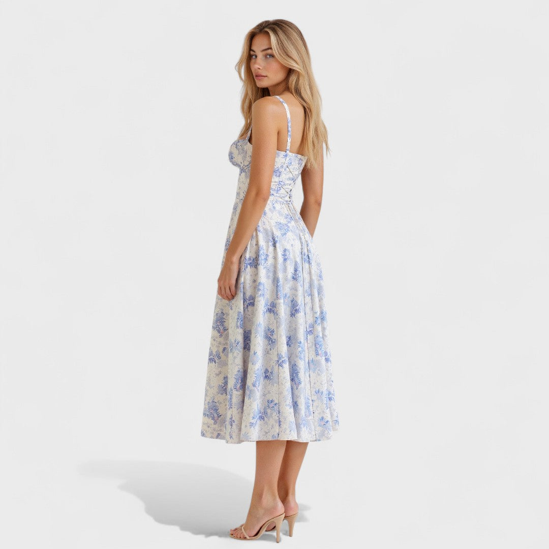 Kiana – Lace-Up Midi Dress