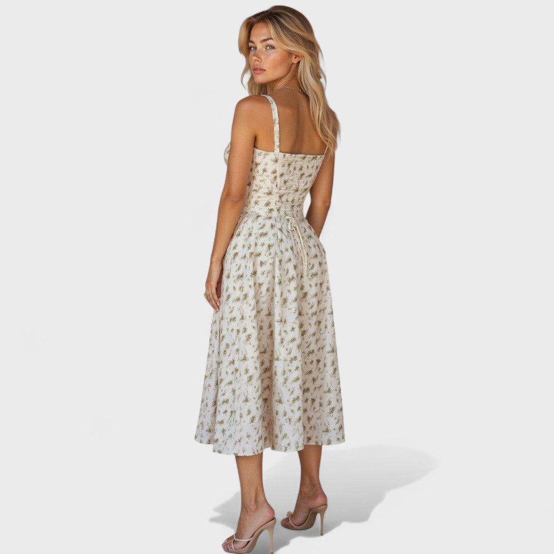 Kiana – Lace-Up Midi Dress