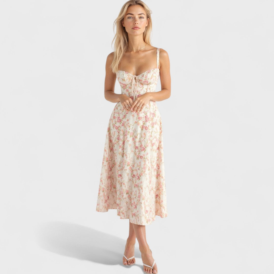 Kiana – Lace-Up Midi Dress