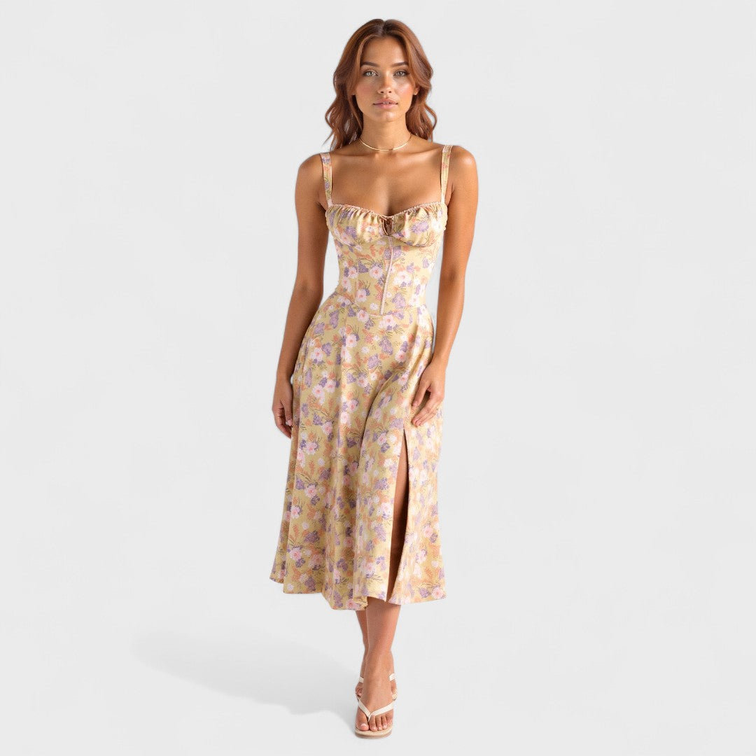 Kiana – Lace-Up Midi Dress